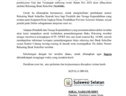 Perhatian! Gaji dan Tunjangan ASN Guru Dialihkan ke Bank Sulselbar Syariah Perhatian! Gaji dan Tunjangan ASN Guru Dialihkan ke Bank Sulselbar Syariah
