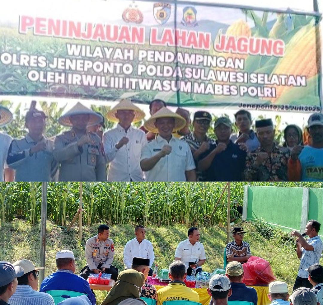 Disambut Kapolres, Tim Itwasum Mabes Polri Tinjau Lahan Jagung di Jeneponto