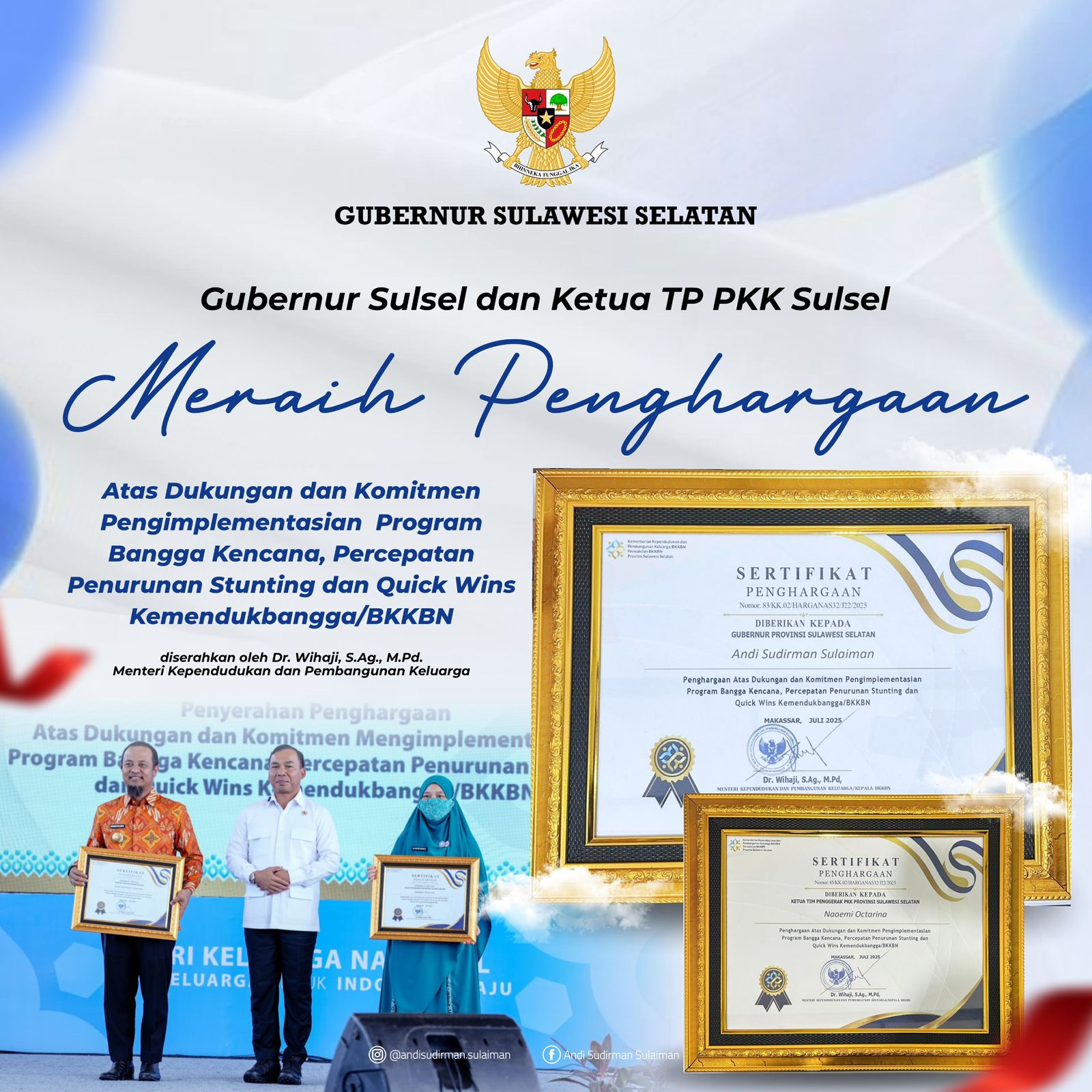 Berhasil Turunkan Angka Stunting, Pemprov Sulsel Raih Penghargaan Quick Wins