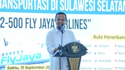 Gubernur Sulsel Resmikan Penerbangan Perdana Makassar–Bone Bersama Fly Jaya Airlines