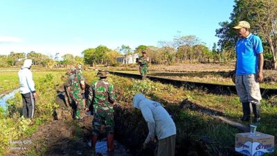 Tingkatkan Hasil Pertanian, Pemdes Lentu Gotongroyong Bersihkan Saluran Irigasi