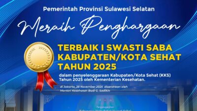 Sulsel Raih Penghargaan Terbaik 1 Swasti Saba KKS 2025, Gubernur Andi Sudirman: Ini Prestasi Bersama