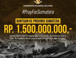 Gubernur Sulsel Berikan Rp1,5 Miliar Bantuan Keuangan Tanggap Darurat di Sumatera