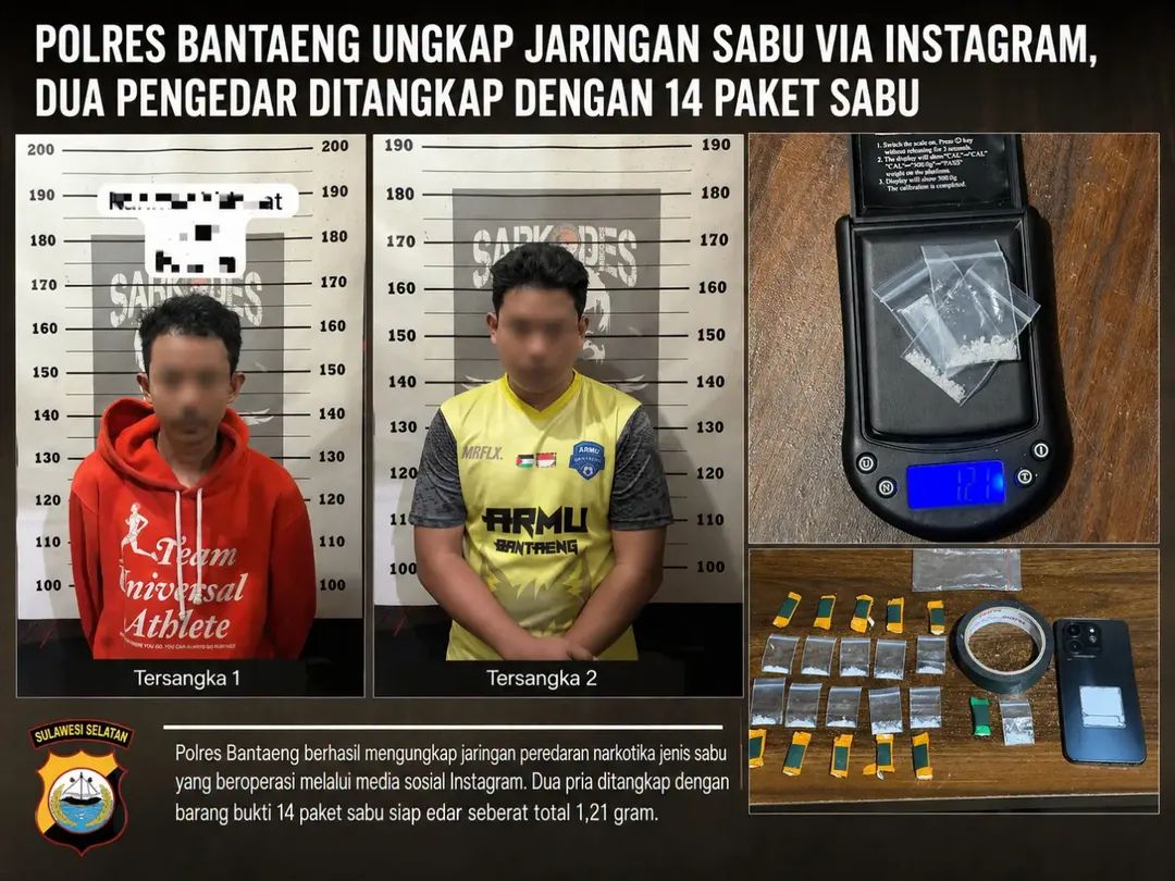 Polisi Bongkar Jaringan Sabu Berbasis Instagram, Dua Pengedar Diringkus