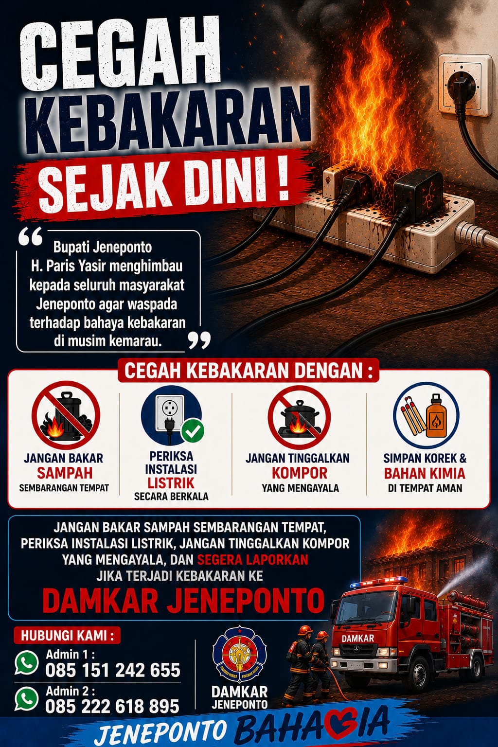 Kasus Kebakaran Sepekan, Damkar Jeneponto Imbau Warga Waspada Musim Kemarau