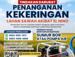 Pemprov Sulsel Siapkan Pompa Air Hadapi Kekeringan
