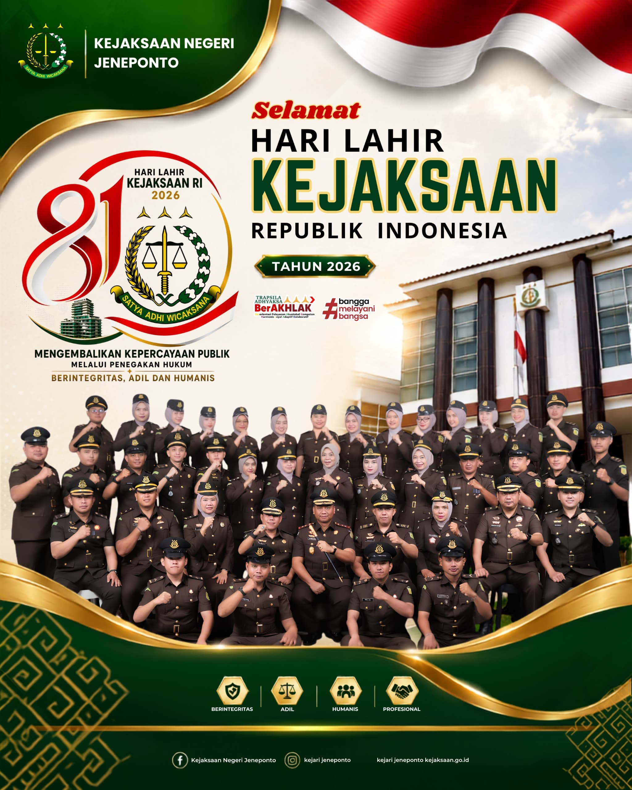Kejari Jeneponto Peringati Hari Lahir Kejaksaan Ke 81