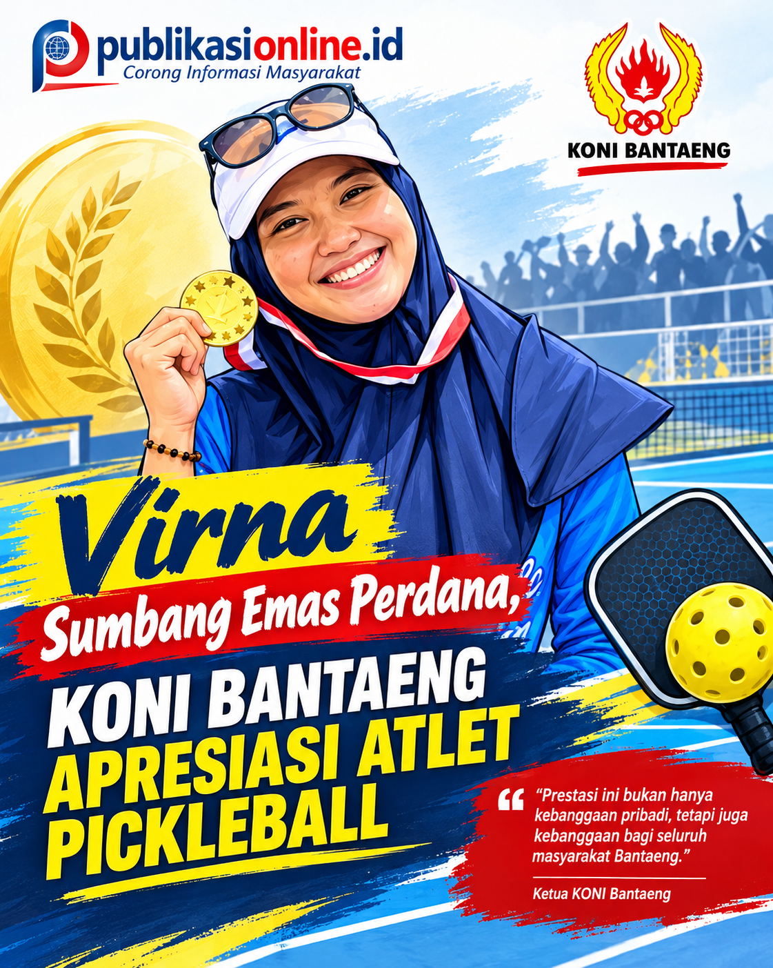 Virna Sumbang Emas Perdana, KONI Bantaeng Apresiasi Atlet Pickleball